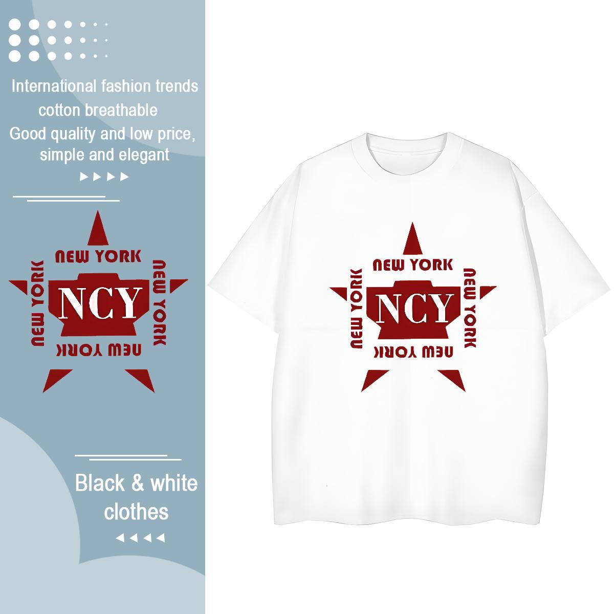 Loose T-Shirts 230g Cotton New York Casual White Plus Size Breathable Crew Neck Tshirt for Man Woman Fashion Design Tee Shirt