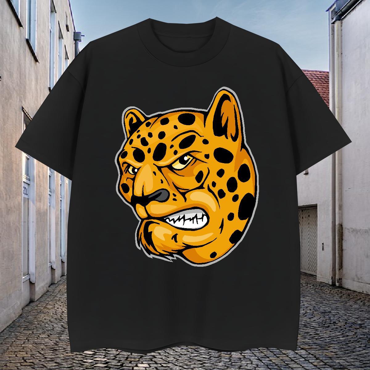 Factory Direct Men Tshirts leopard Summer Casual 230g 100% Cotton Polos Breathable Short Sleeve High Quality T-Shirts for Men Black Oversized