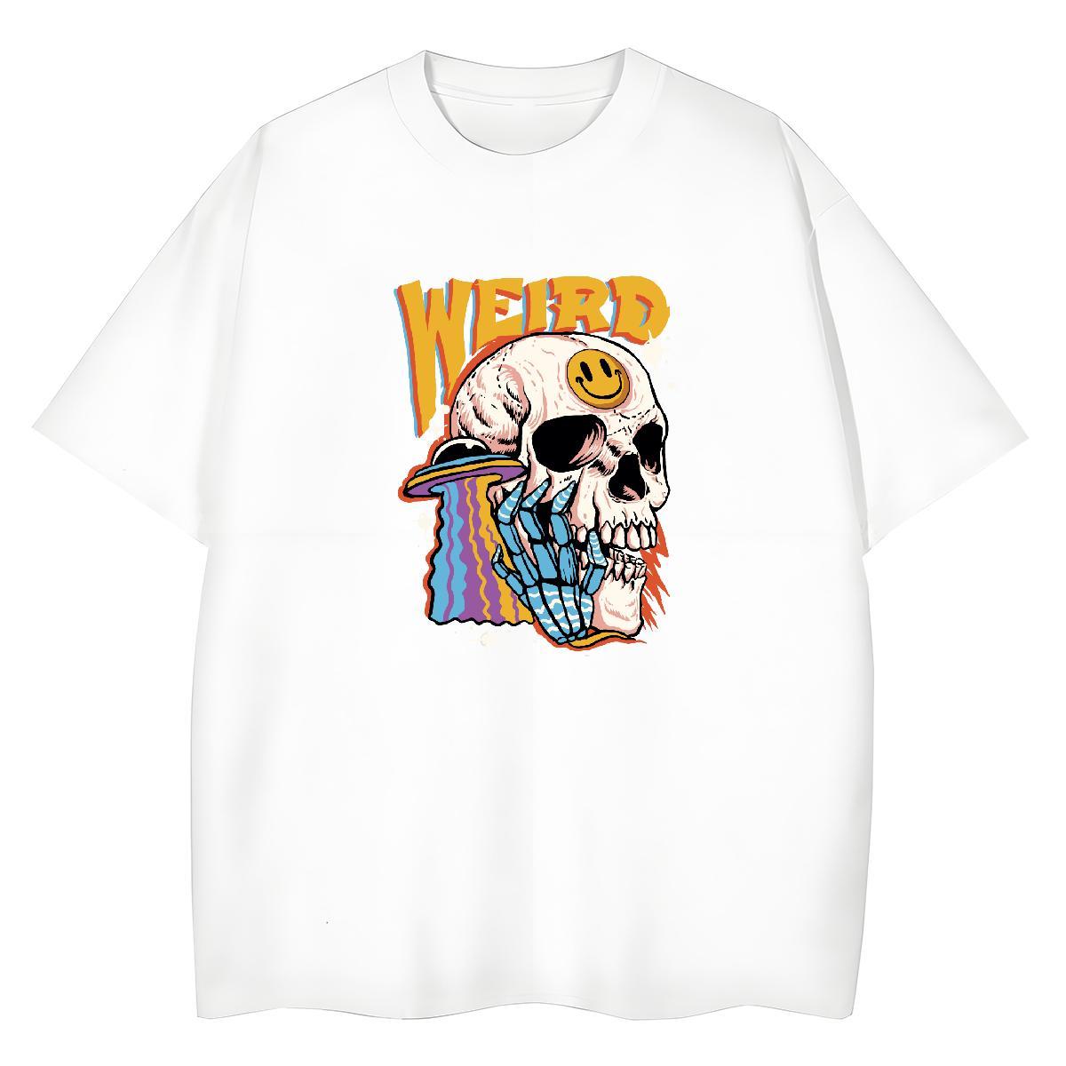 Loose Fit T-Shirts for Men 230g 100% Cotton skull Daily Wear Oversized 3XL 4XL Breathable Crew Neck Men Tees Designer Tops