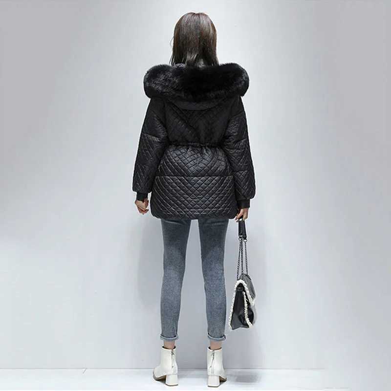 Women's Down Parkas Winter 2023 Women 90% White Duck Down Jacket Real Natural Fur Hooded Warm Thick Puffer Feather Coat Snow Outwear Y2408249BUL
