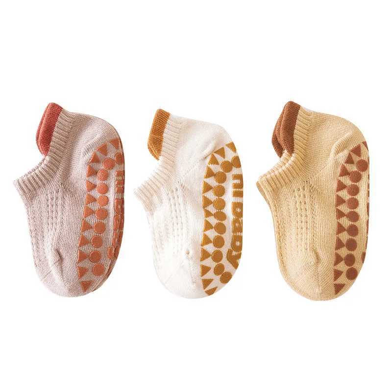 3Pairs 0-5YChildrens Boat Socks 2023 Summer Glued Non slip Childrens Floor Socks Boneless Ear Lifting Newborn Walking Socks CL240824
