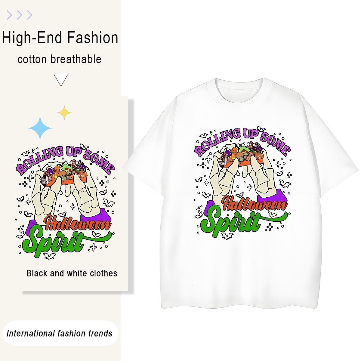 Fashion Designer Couples T Shirts halloween Casual Daily Wear 230g Cotton Tops Crew Neck Breathable Brand Men T Shirts DIY Anime