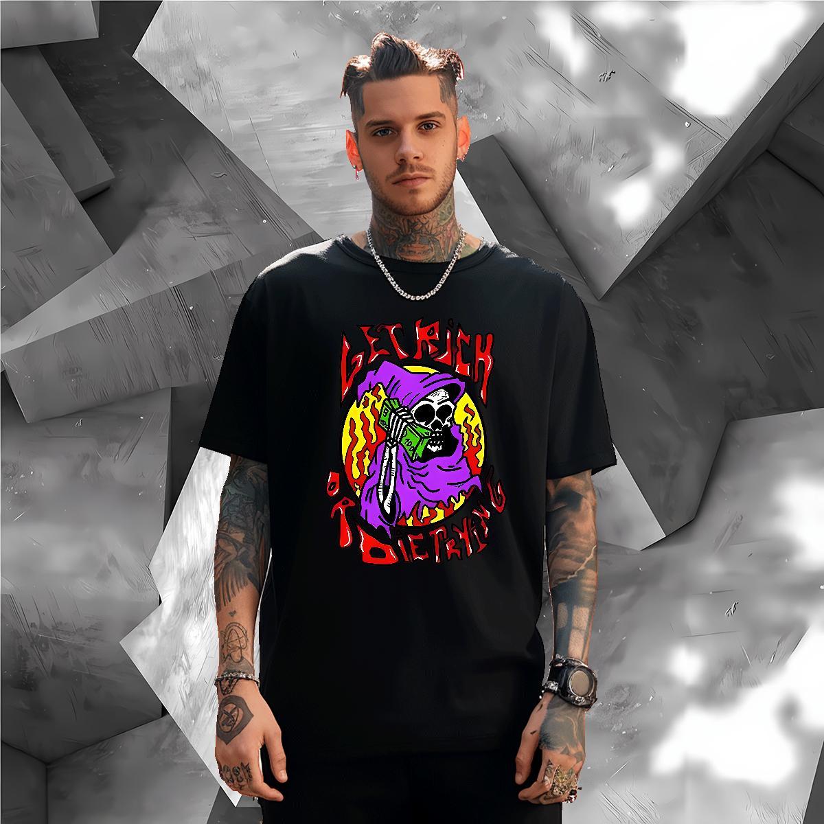 High Quality T Shirts Men 100% Cotton 230g skull Daily Wear DIY Anime Crew Neck Men Clothes T-Shirt New Tops