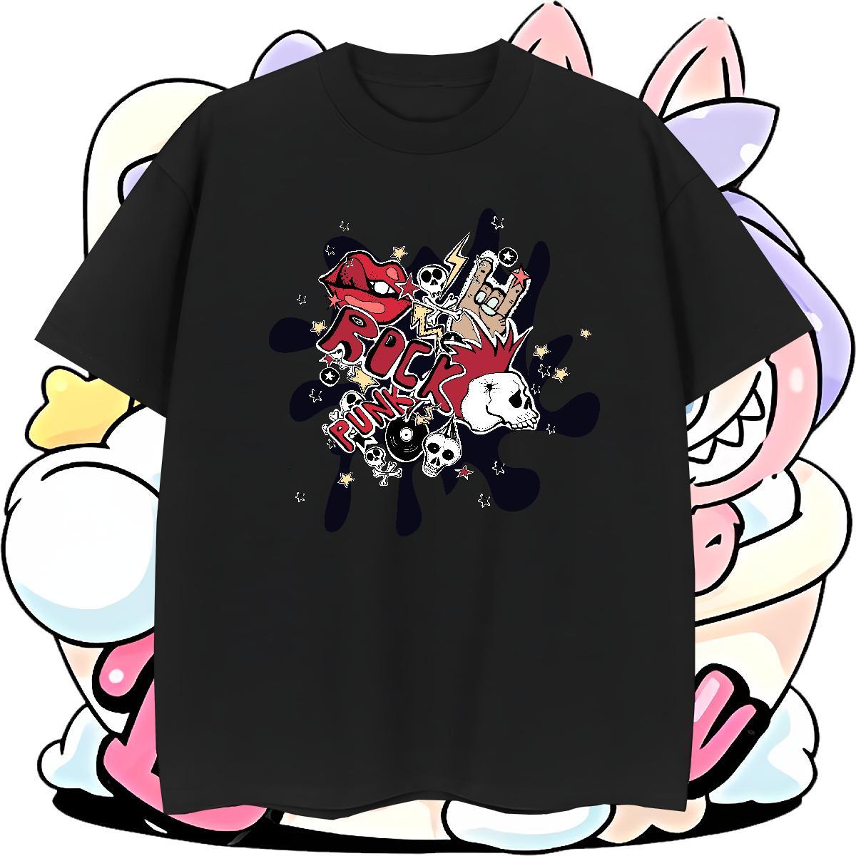 Popular T Shirt For Man 100% Cotton 230g skull Anime Printing Street Custom Big Size Breathable Crew Neck Tshirts 2024 Designer Tees