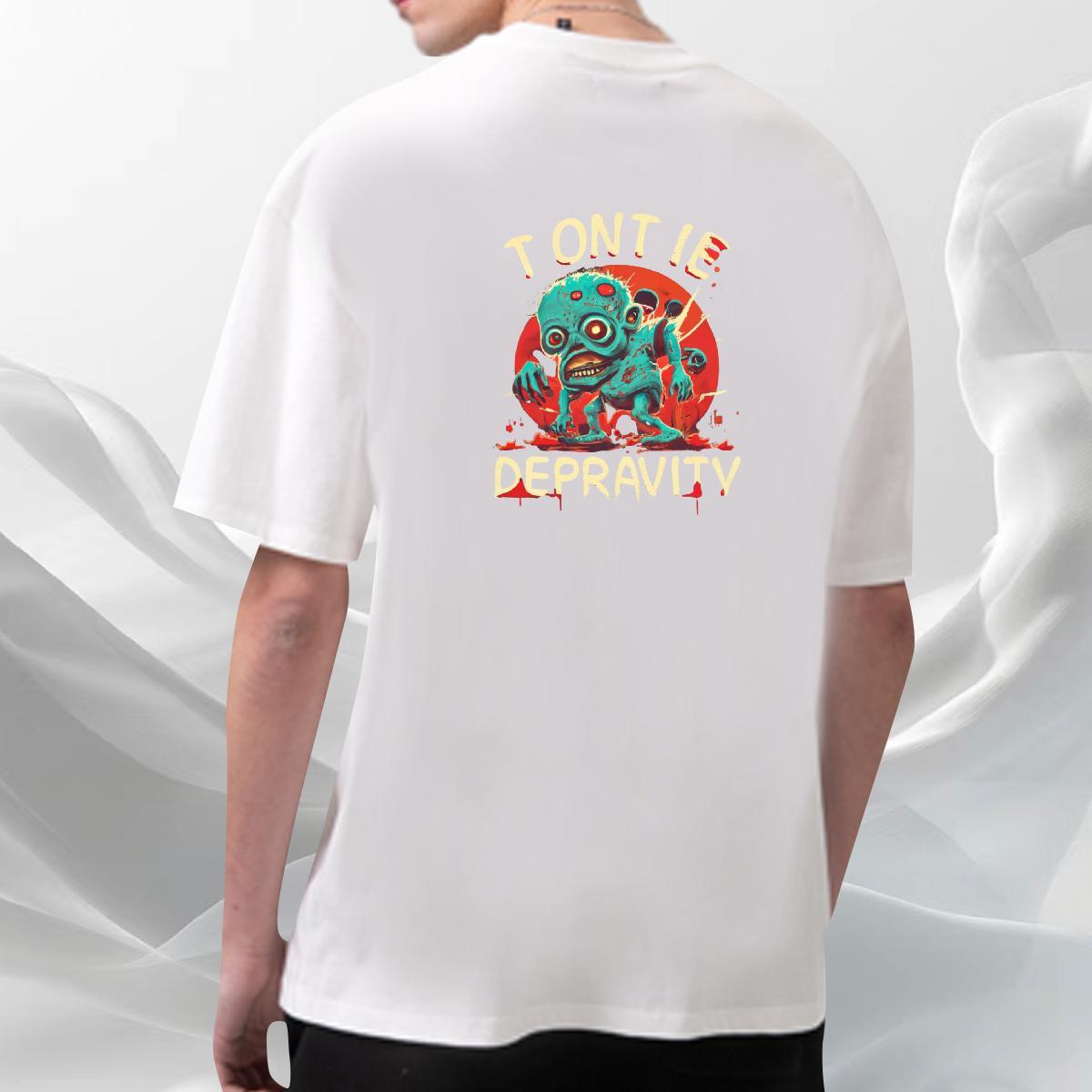Brand Men T Shirts 230g 100% Cotton skull Casual Cartoon Print O Neck Short Sleeves Couples T Shirts 2024 DIY Top Tees