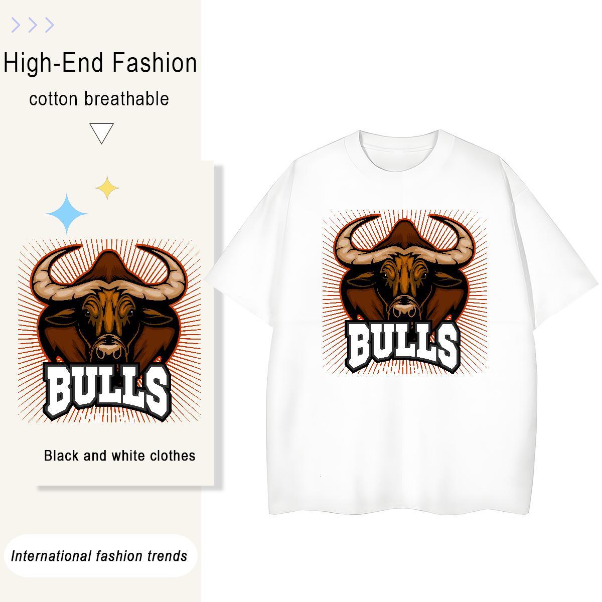 2024 New Couples T Shirts bull Anime Printing Street 100% Cotton 230g Tshirts Short Sleeve Soft Designer T shirt Custom Big Size