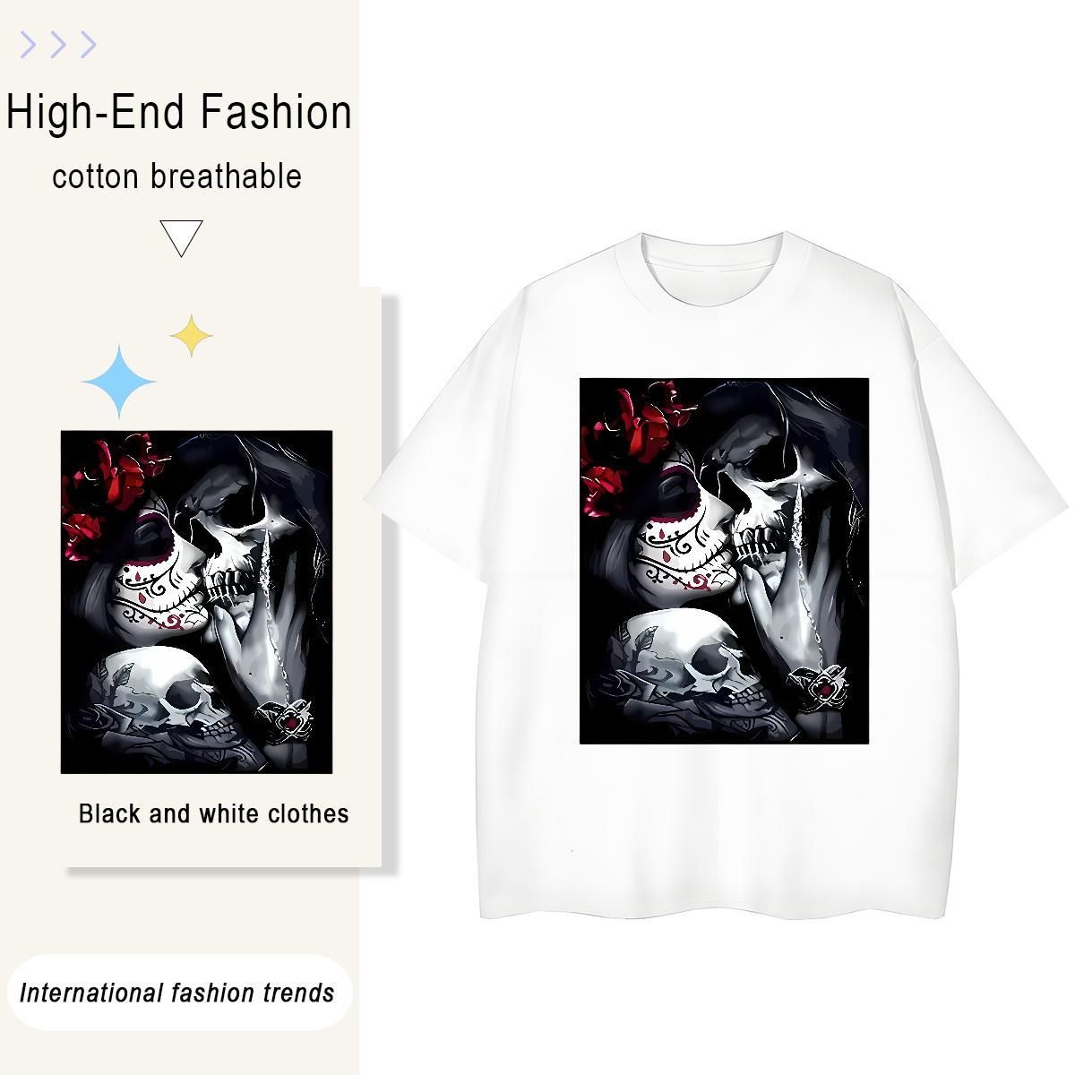 Brand T Shirts Men 230g Pure Cotton demon Hip Hop Graphic Breathable Men Tshirts Fashion Design Wear