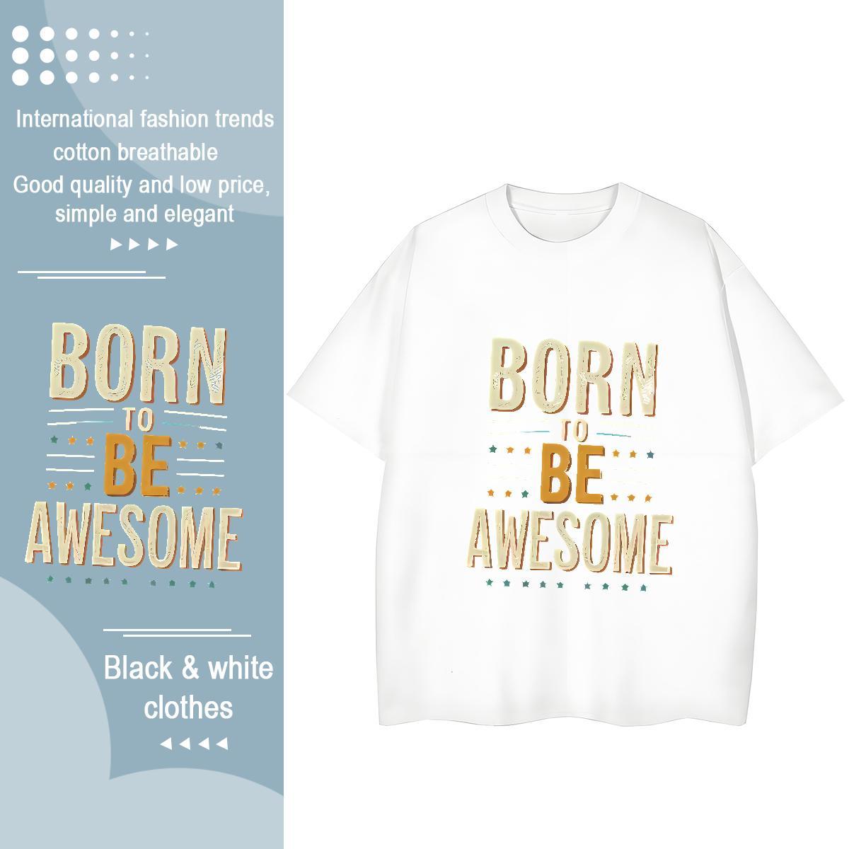 5A Unisex Tshirts 230g 100% Cotton letter Daily Wear T shirt Breathable Anime Clothes