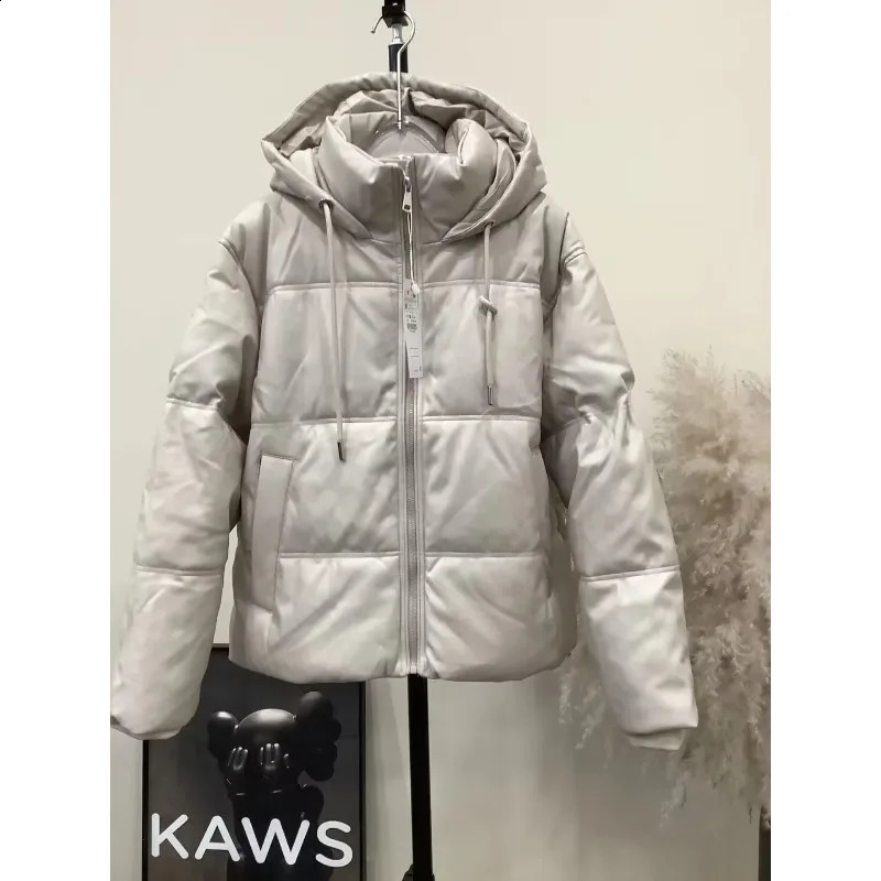 TRAF ZR Winter Womens Cold Jacket Warm Leather PU Parkas Promotion 240823
