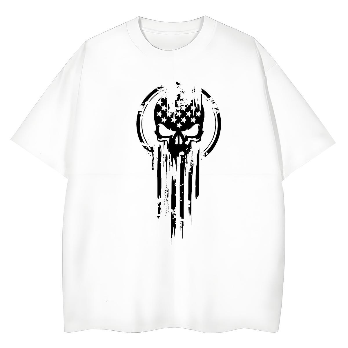 Cool Design T Shirts Men 230g 100% Cotton skull Sport Oversized 3XL 4XL O Neck Short Sleeves Men Tops Tees 2024 Summer Tee Shirt