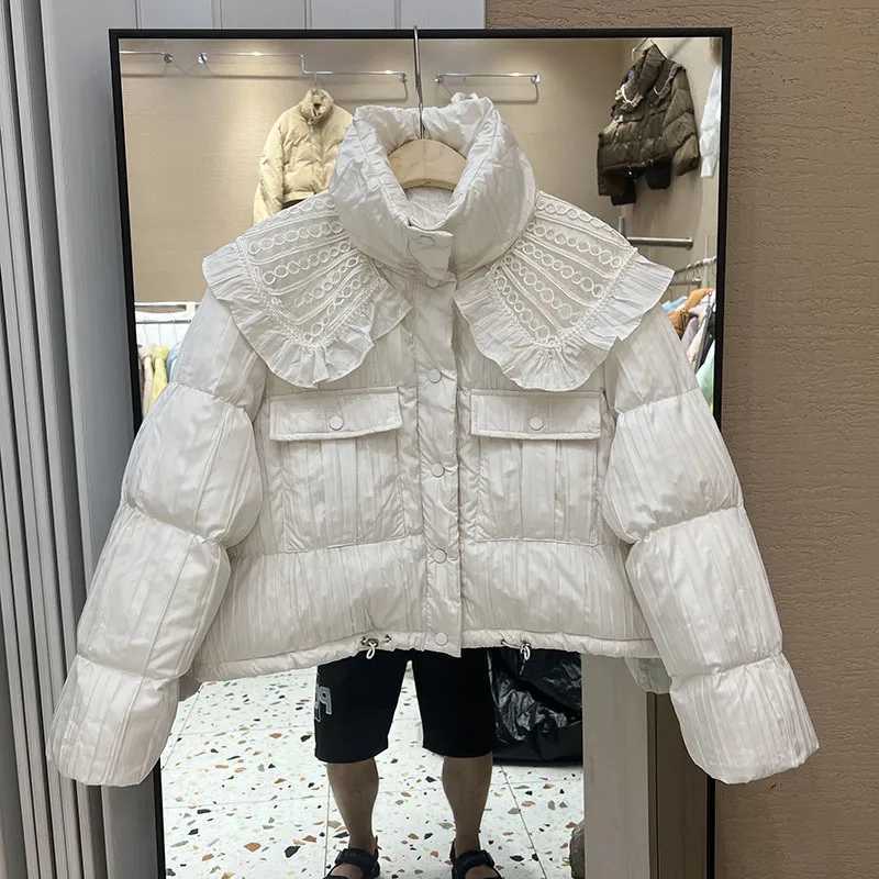 Women's Down Parkas 2023 New Winter Fluffy Oversized Puffer Jacket Women Large Lapel Warm Casual 90% White Duck Down Coat Female Short Parka Y240