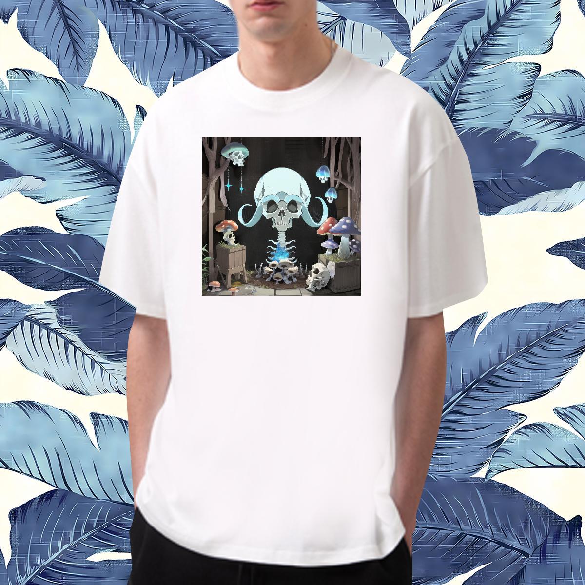Designer T Shirts Men 230g Pure Cotton skull Sports Casual DIY Printed Crew Neck Breathable Tshirts 2024 New Tees Shirts