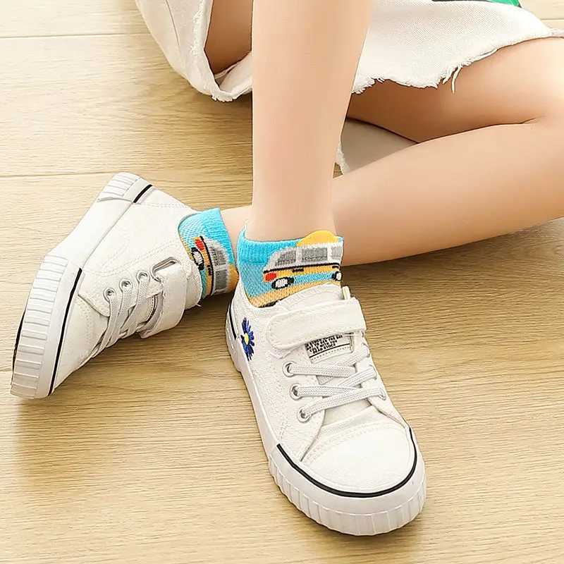 2024 New Fashion Spring Summer Children Socks Mesh Cotton Cartoon car Boys Socks Girls Socks 2-15 Year Kids Casual Boat Socks CL240824