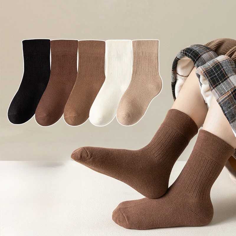 10 pairs of kidsrens socks for all seasons boys socks pure color girls socks retro style cotton socks medium and large kidsrens student socks CL240824