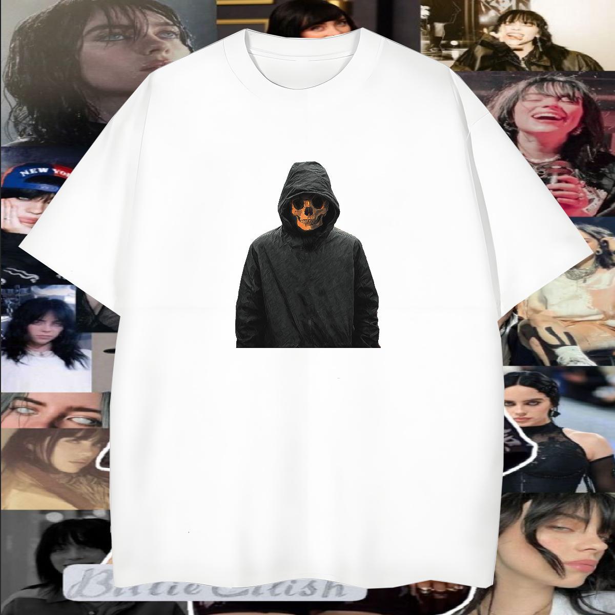 Cool T Shirts Men 230g Pure Cotton skull Street Casual DIY Logo Oversized Breathable Short Sleeve Tshirts Fashion Designer Clothes