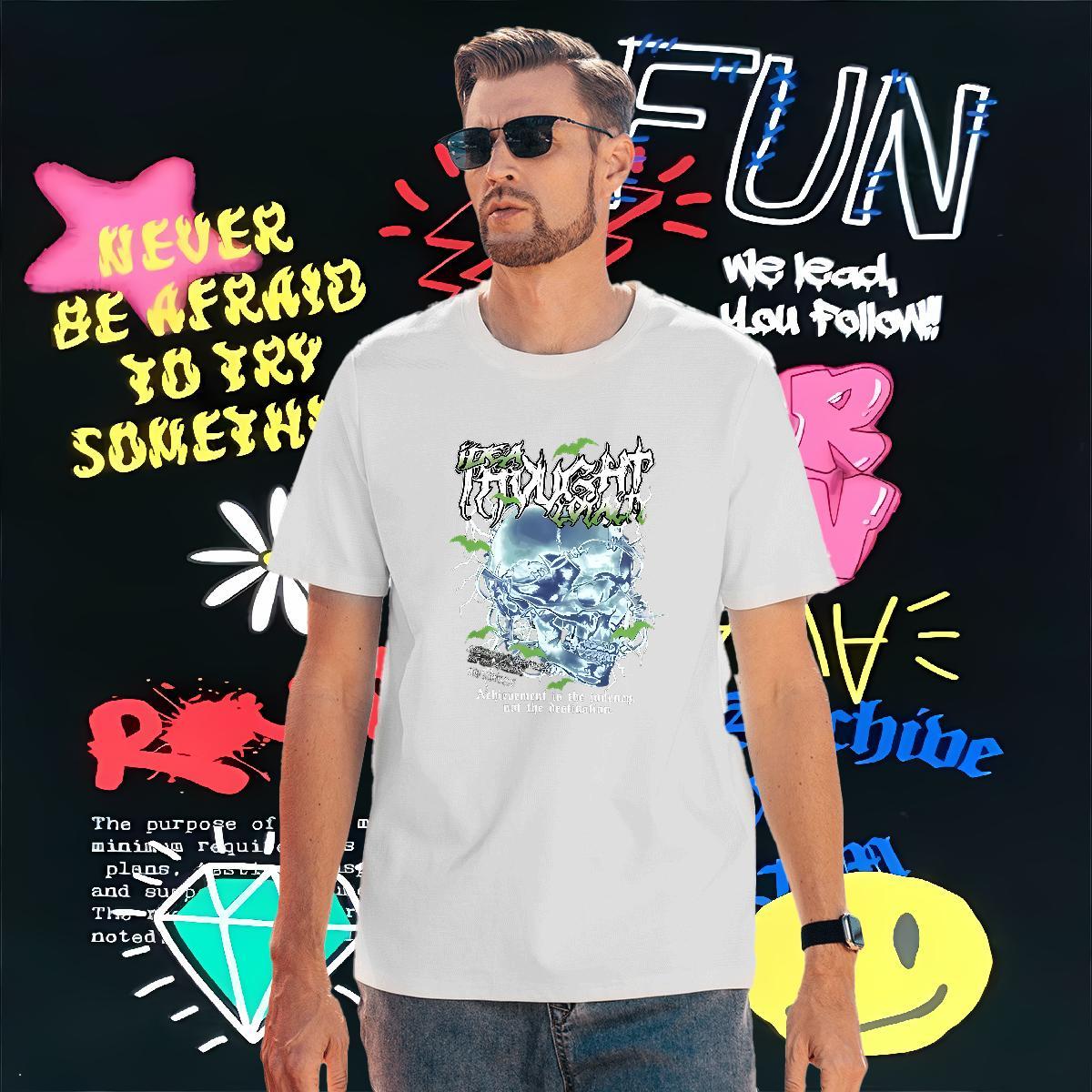 TOP Quality T-Shirts for Men 100% Cotton 230g skull Hip Hop Street Cartoon Printing L-4XL Crew Neck Breathable Couples T Shirts Factory Direct Tees