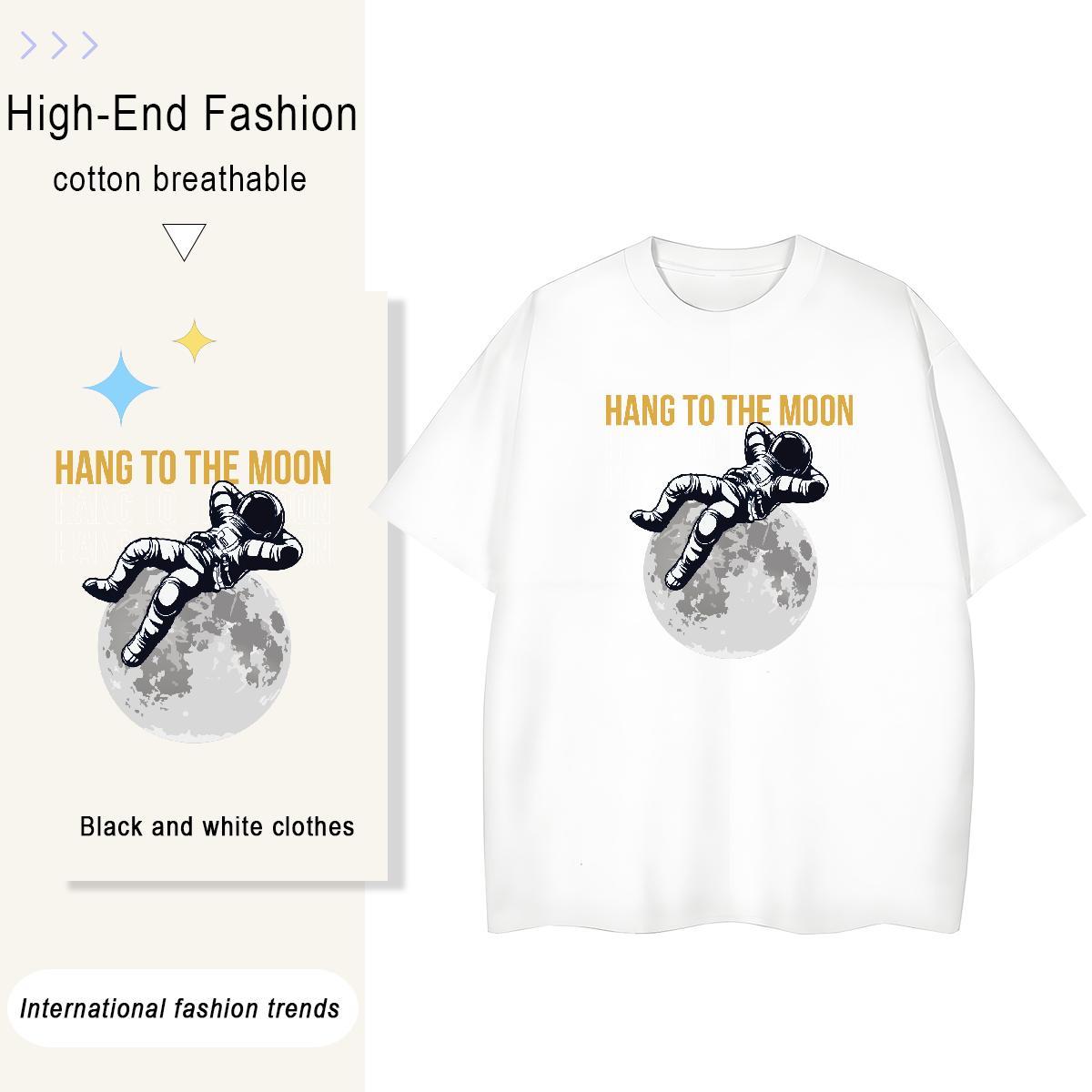Lady Women Tshirts 230g Pure Cotton cosmonaut Sports Street Wear T-Shirts for Women Breathable Soft Graphic Polos