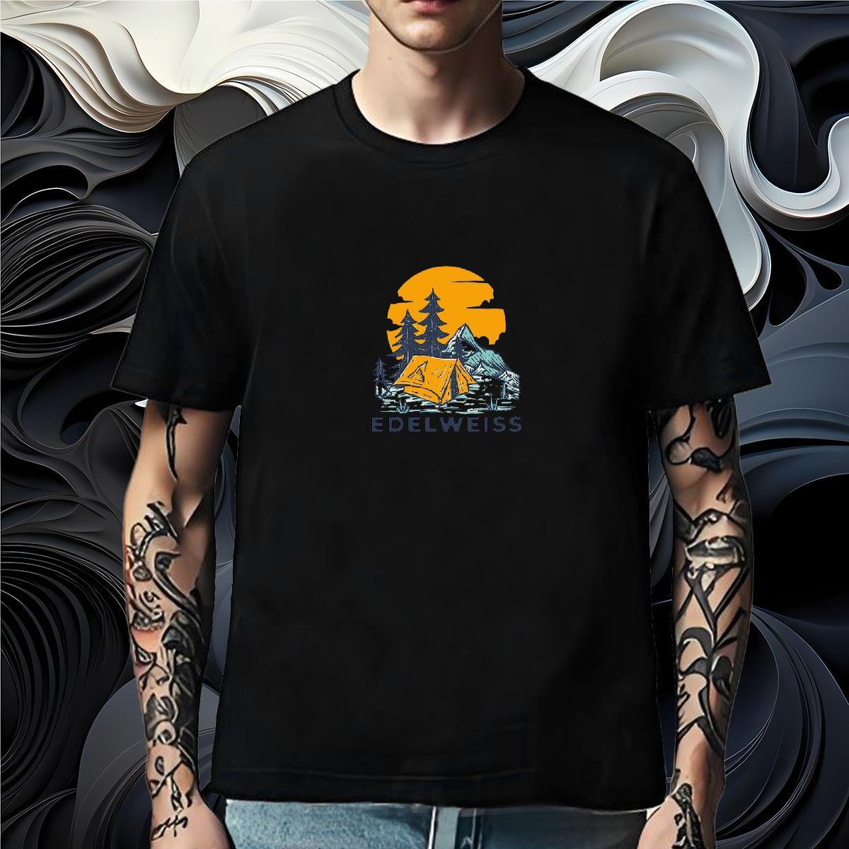 Popular T Shirt For Man 230g Cotton mountains Anime Printing Street Asian Size Short Sleeve Soft Tshirts 2024 DIY Polos