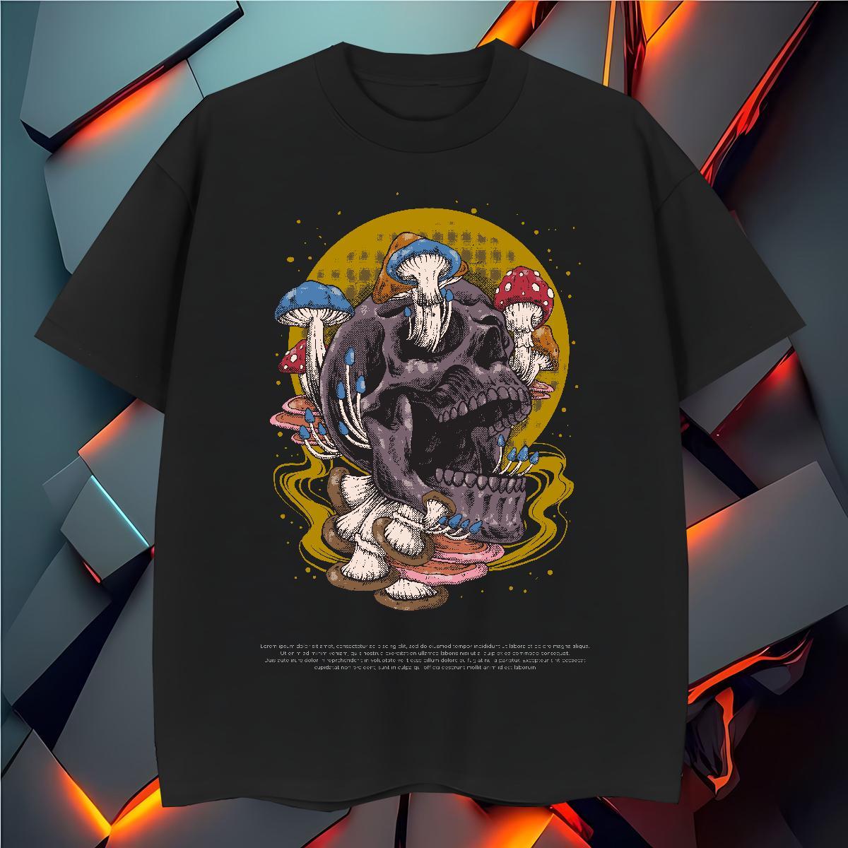 Designer Man T Shirts 230g Cotton skull Street Casual Anime Print Breathable Crew Neck Men Tshirts Designer Fashion Tops Tees