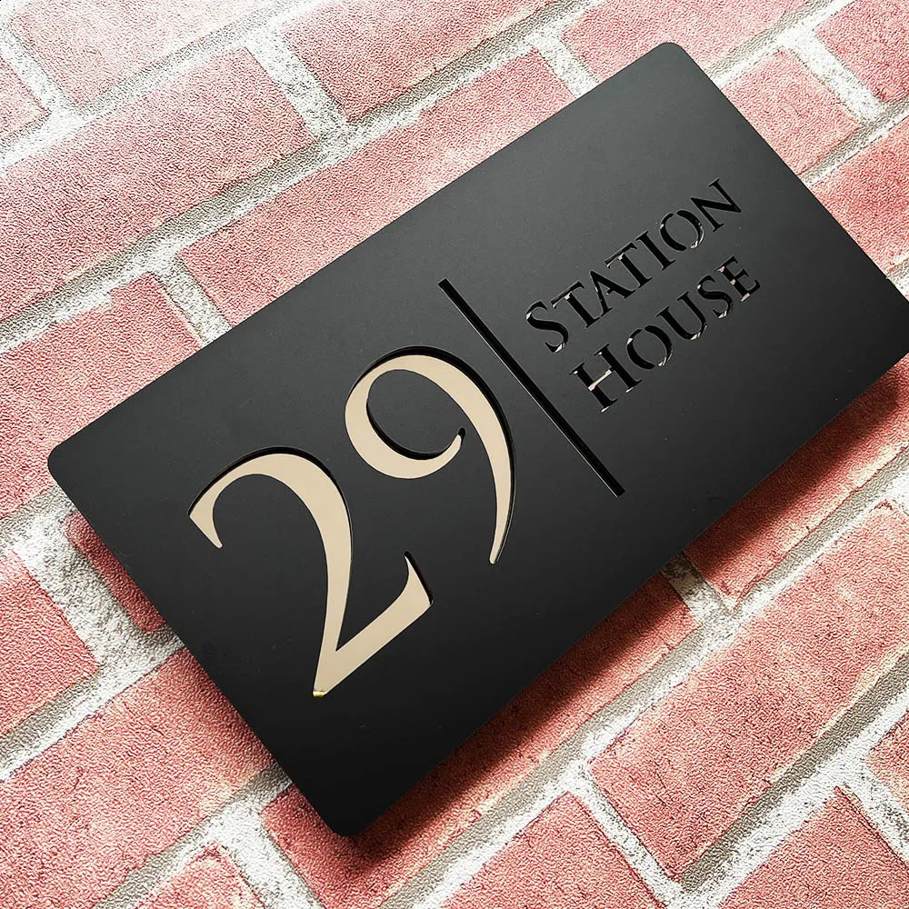 Personalised Laser Cut 28cm Acrylic Modern 3D Floating House Number sign Outdoor Street Family Name Plaque Matte Black Grey 240823