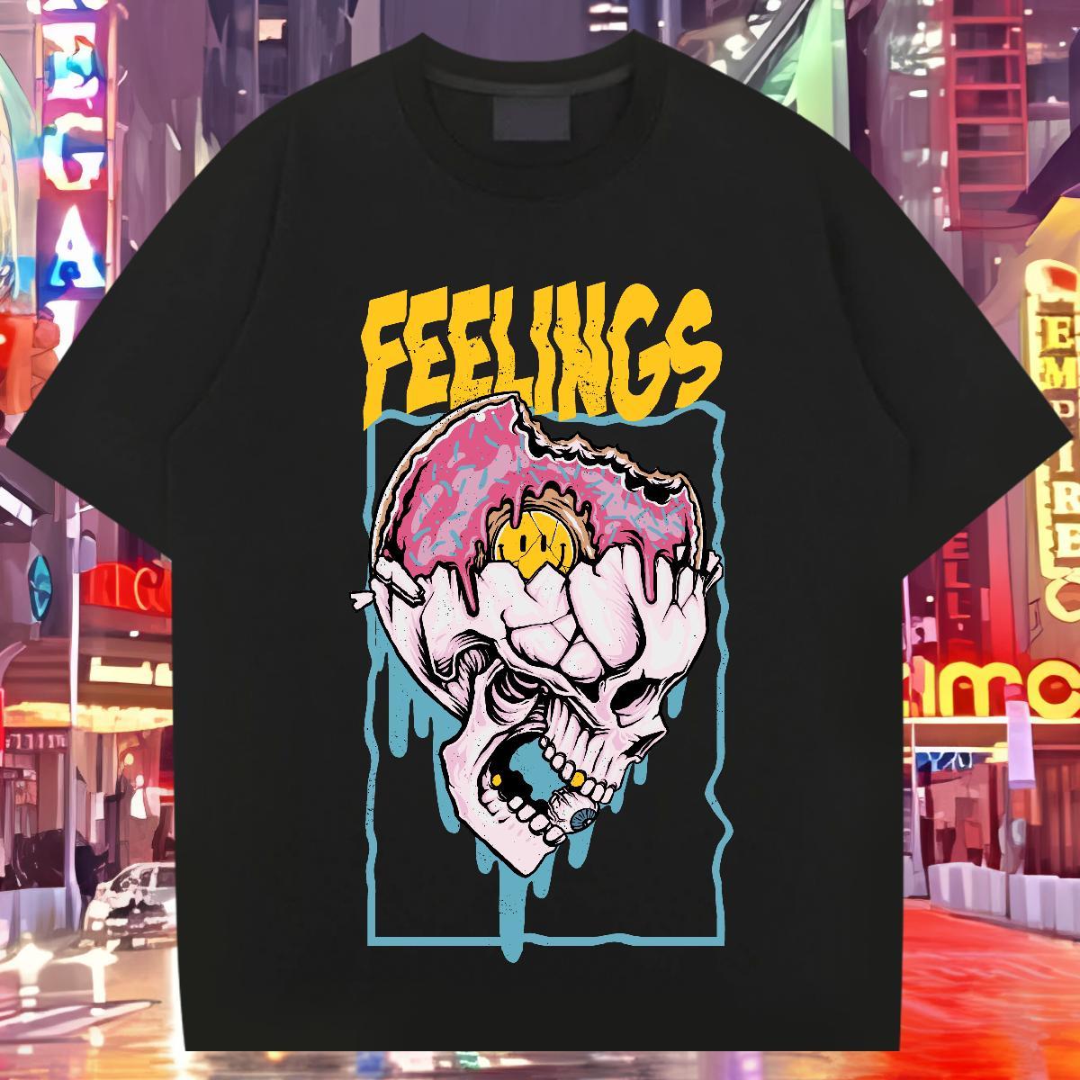 Brand T Shirt For Man 230g 100% Cotton skull Hip Hop Graphic O Neck Short Sleeves Couples T Shirts Classic Casual Polos