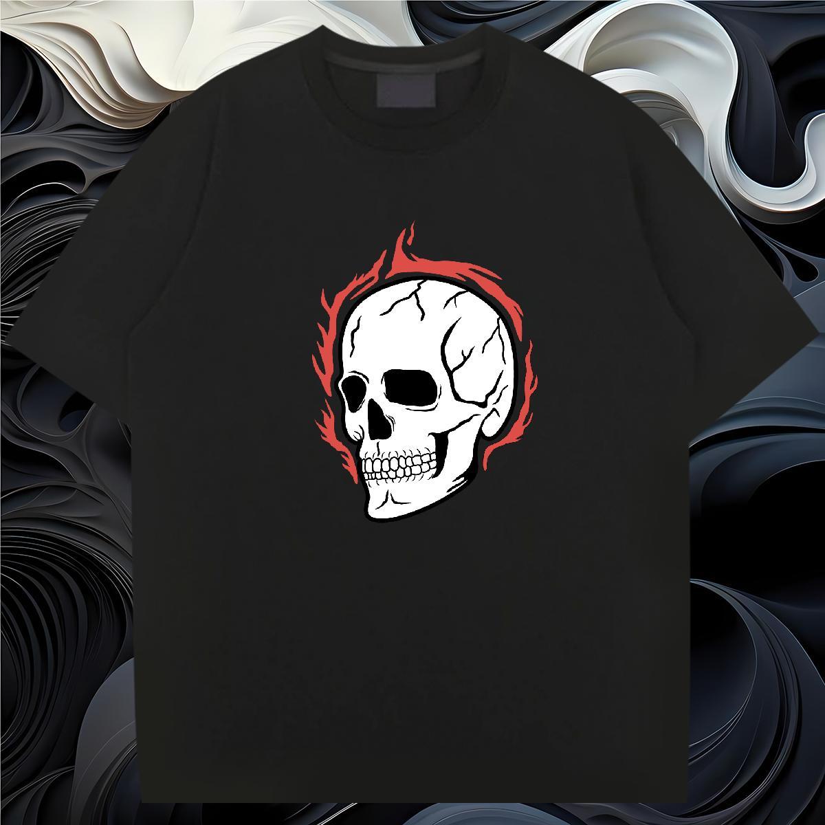 Brand T Shirts Men 100% Cotton 230g skull Casual Beach Customized Breathable Crew Neck Men Clothes T-Shirt Stylist Tee Shirt