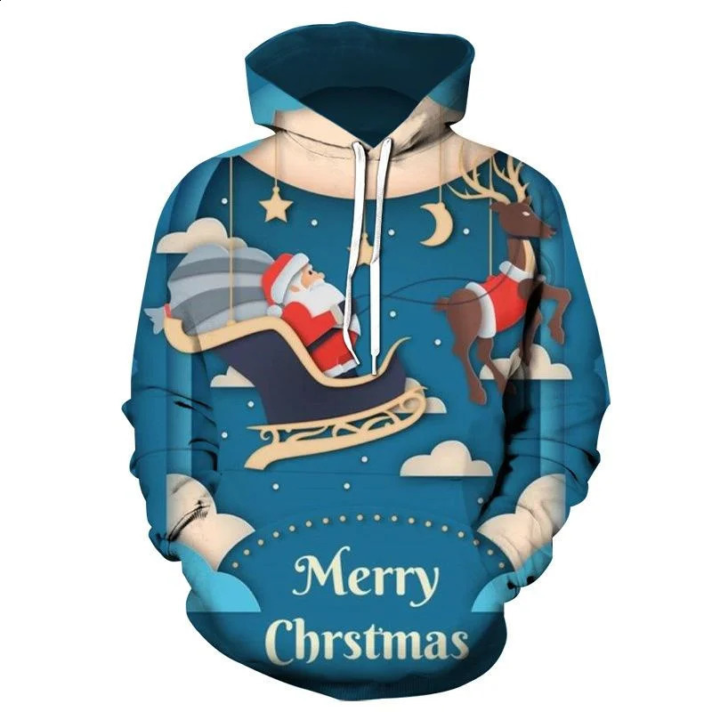 Christmas Ugly Sweater in Sweatshirts Hoodies for Men Clothinig Winter Warm Hoodie Funny s Hooded Pullovers Tops 240823
