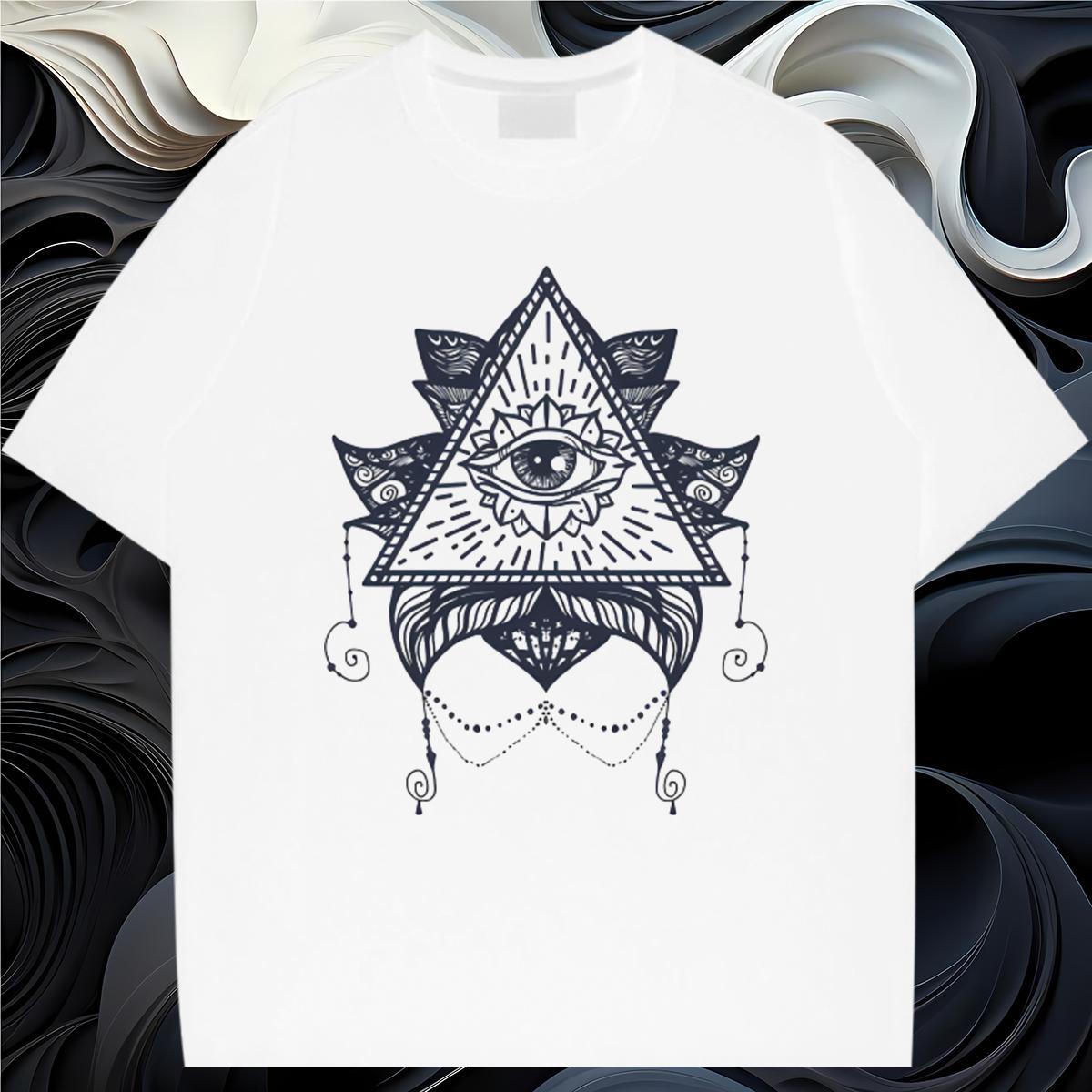 Popular T Shirt For Man 100% Cotton 230g eye of the devil Street Casual DIY Logo Oversized O Neck Short Sleeves Men Tees New Arrival Top Tees