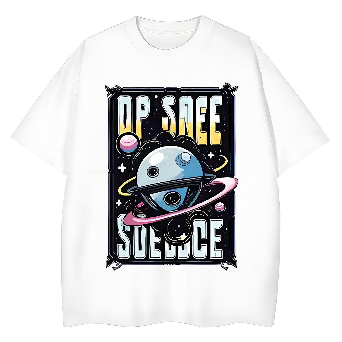 Unisex Women Tshirts 100% Cotton 230g universe Street Wear T Shirts Women O Neck Short Sleeves Cartoon Anime Top Tees