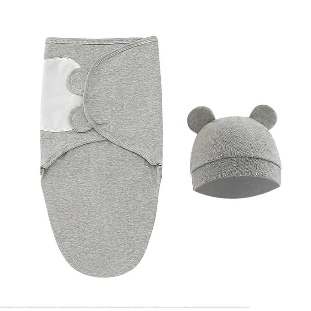 0-3Months Newborn Baby Sleeping Bag With Hat Set Adjustable Baby Swaddle Blanket Summer Thin Breathable Soft Cotton Boys Girls M240824
