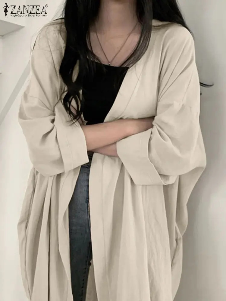 ZANZEA Causal Women Cardigan Solid Minimalist Long Shirt Spring Long Sleeve Female All-match Top Loose Korean Fashion Tunic 240823
