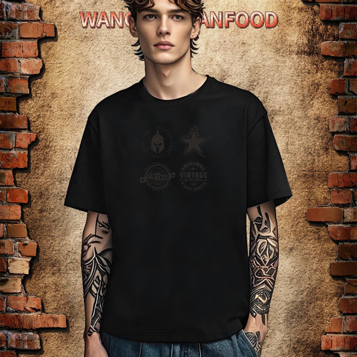 TOP Quality T-Shirts for Men 230g Cotton letter Sports Casual DIY Printed Breathable Crew Neck Men Tshirts Fashion Designer Tees