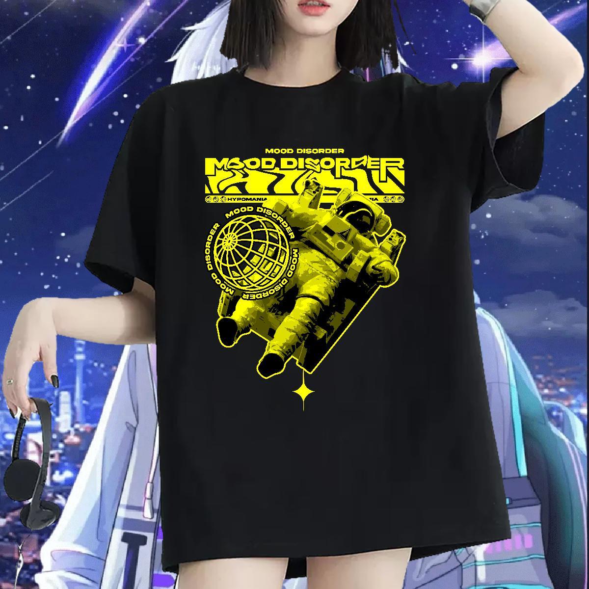 Comfortable Women Tees 100% Cotton 230g universe High Street Hip Hop T Shirt For Woman O Neck Short Sleeves DIY Printed Tops Tees