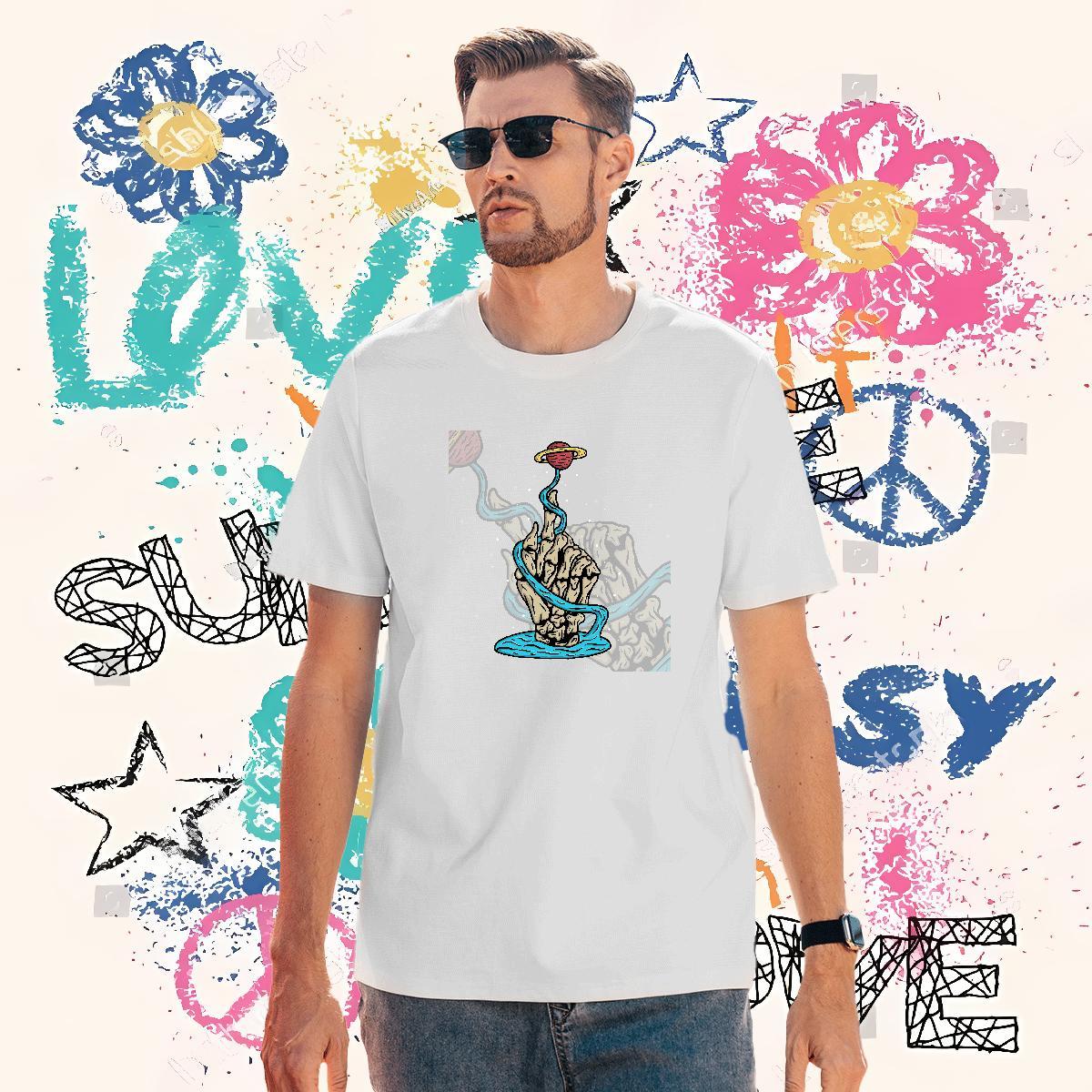 Cool Mens T Shirts 100% Cotton 230g ET Daily Outfit Custom Print Oversized Breathable Crew Neck Men Tshirts New Arrival Clothes