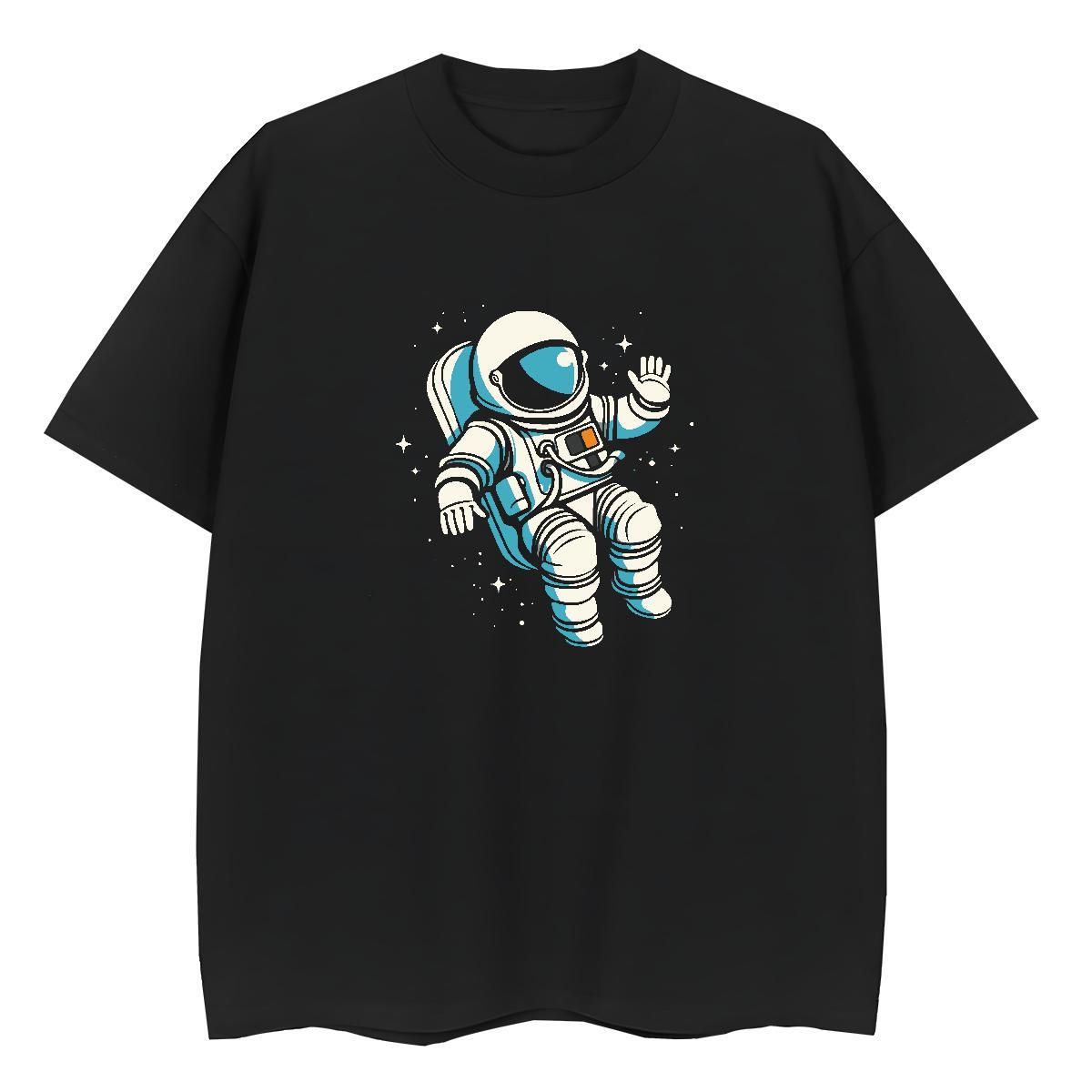 Brand Couples T Shirts 230g Cotton cosmonaut Street Woman T Shirts Breathable Short Sleeve Black Oversized Clothes