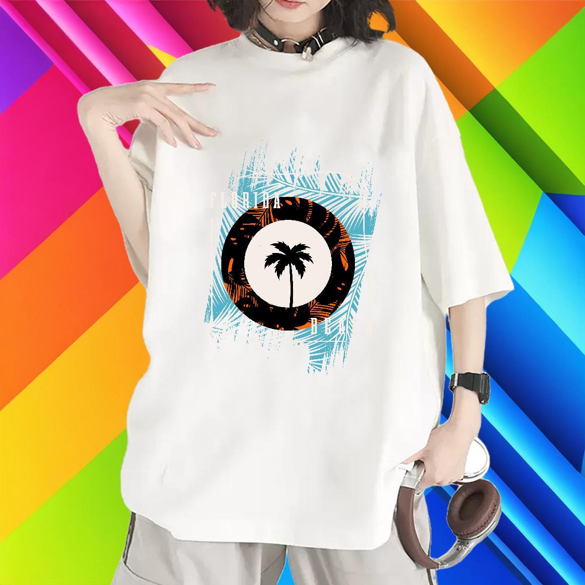 Comfortable Women Tees 100% Cotton 230g letter Daily Outfit T Shirt For Woman Crew Neck Custom Print Plus Size Tops Shirt