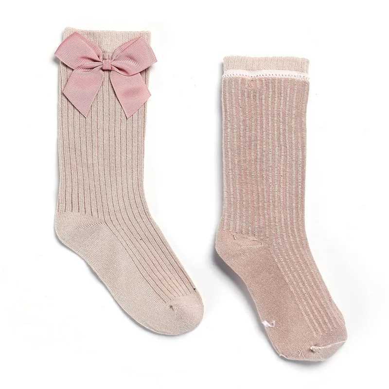 Solid Children Socks With Bows Cotton Baby Girls Socks Soft Toddlers Long Socks For Kids Princess Knee High Socks for Girls 2024 CL240824