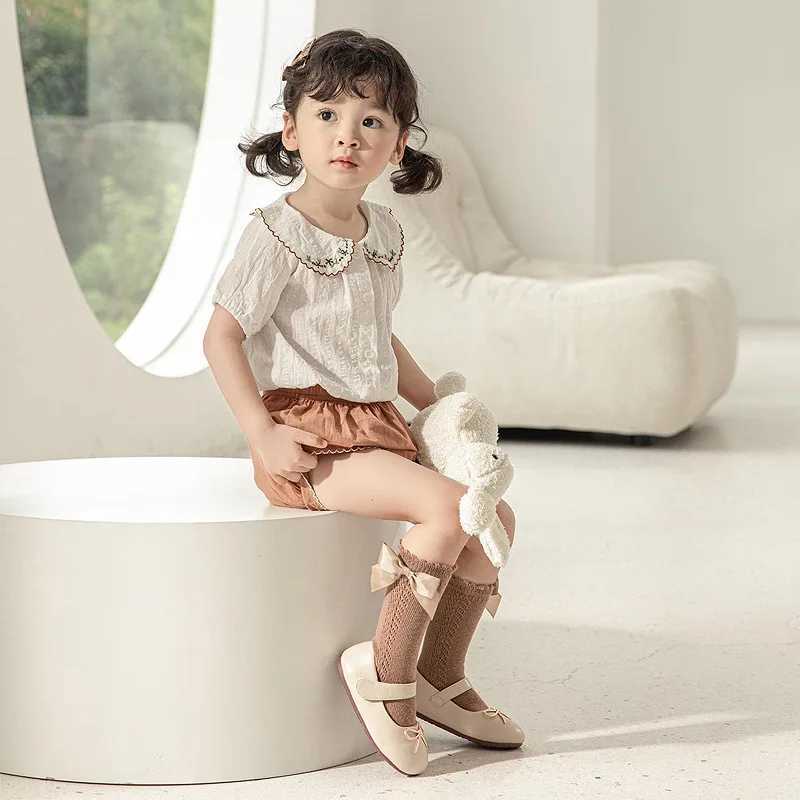 2023 New Kids Knee High Socks Baby Girls Boys Bow Long Sock Soft Cotton Mesh Breathable Children Hollow Out Socken For 0-7 Years CL240824