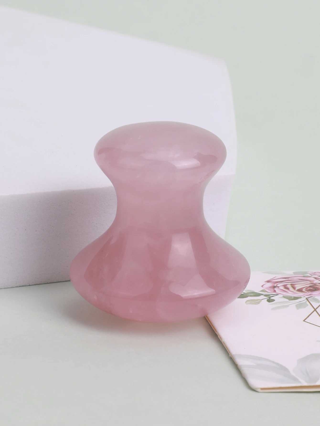 1PC Natural Rose Quartz Mushroom Shape Face Massager Jade Facial Roller Beauty Massage Eye Neck Health Skin Care Guasha Spa Tool CL240824