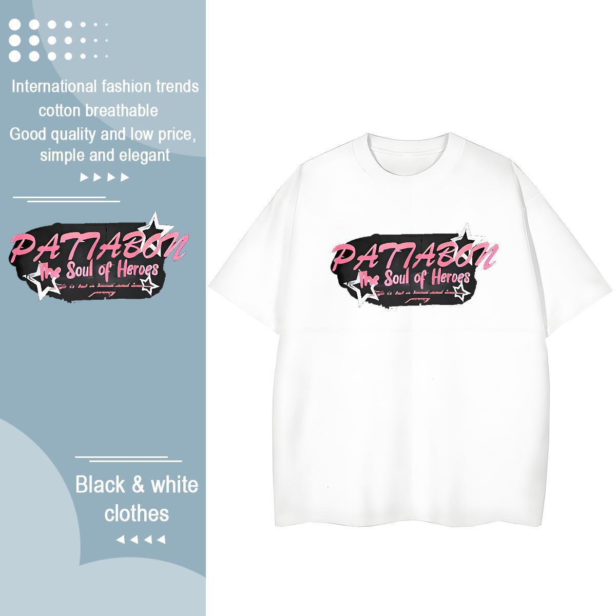 Cool T Shirt For Man 230g Pure Cotton letter Street wear Hip Hop Floral Print Breathable Men Tees 2024 Polos
