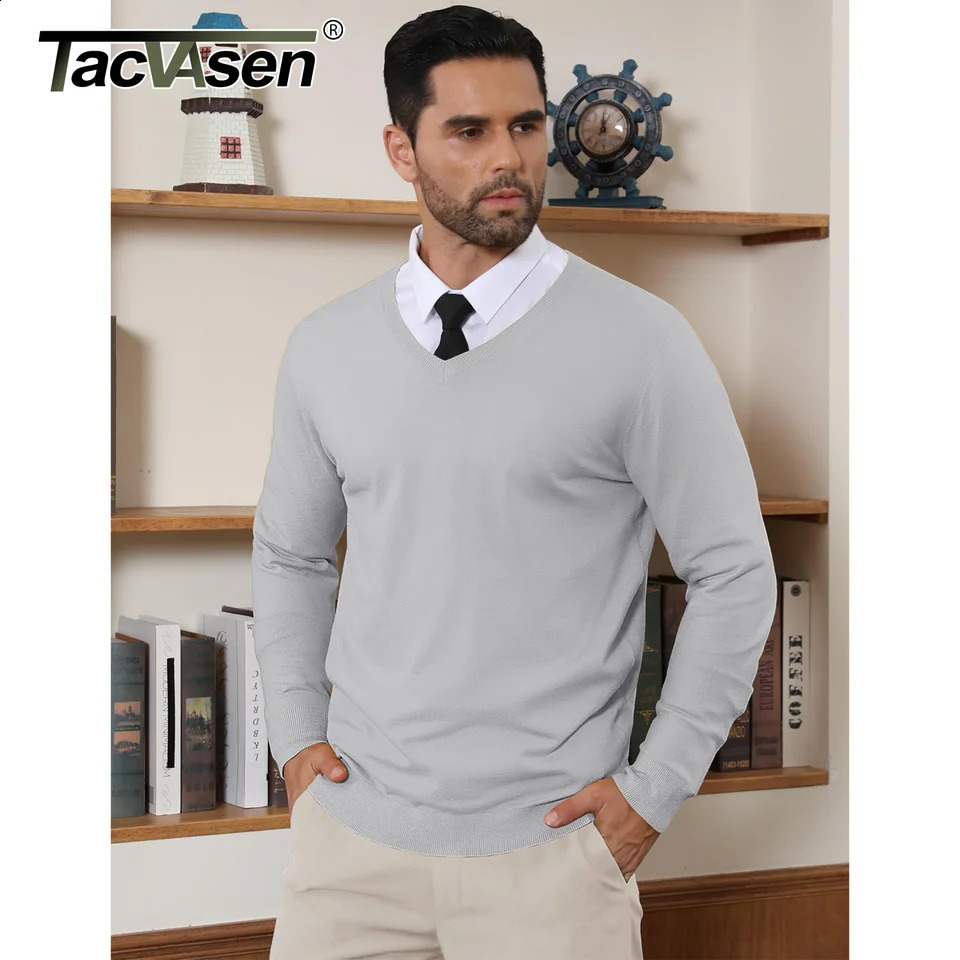 Takvason autumn knitted sweater with floral pattern for men Vneck slim fit casual thick long sleeved 240824