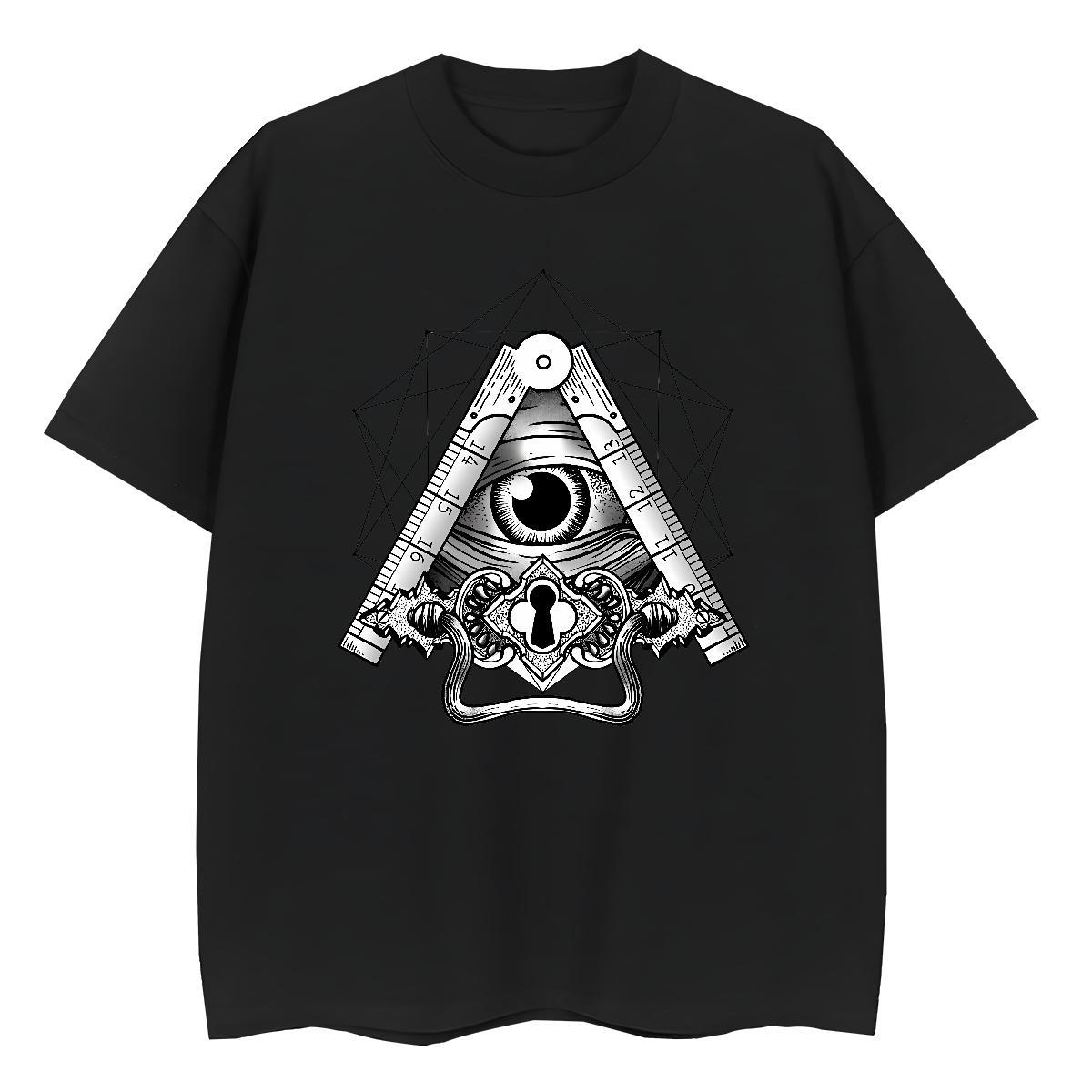 Soft T-Shirts for Men 100% Cotton 230g eye of the devil Casual Anime Round Neck Short Sleeve Men Tops Tees Fashion Design Tee Shirt