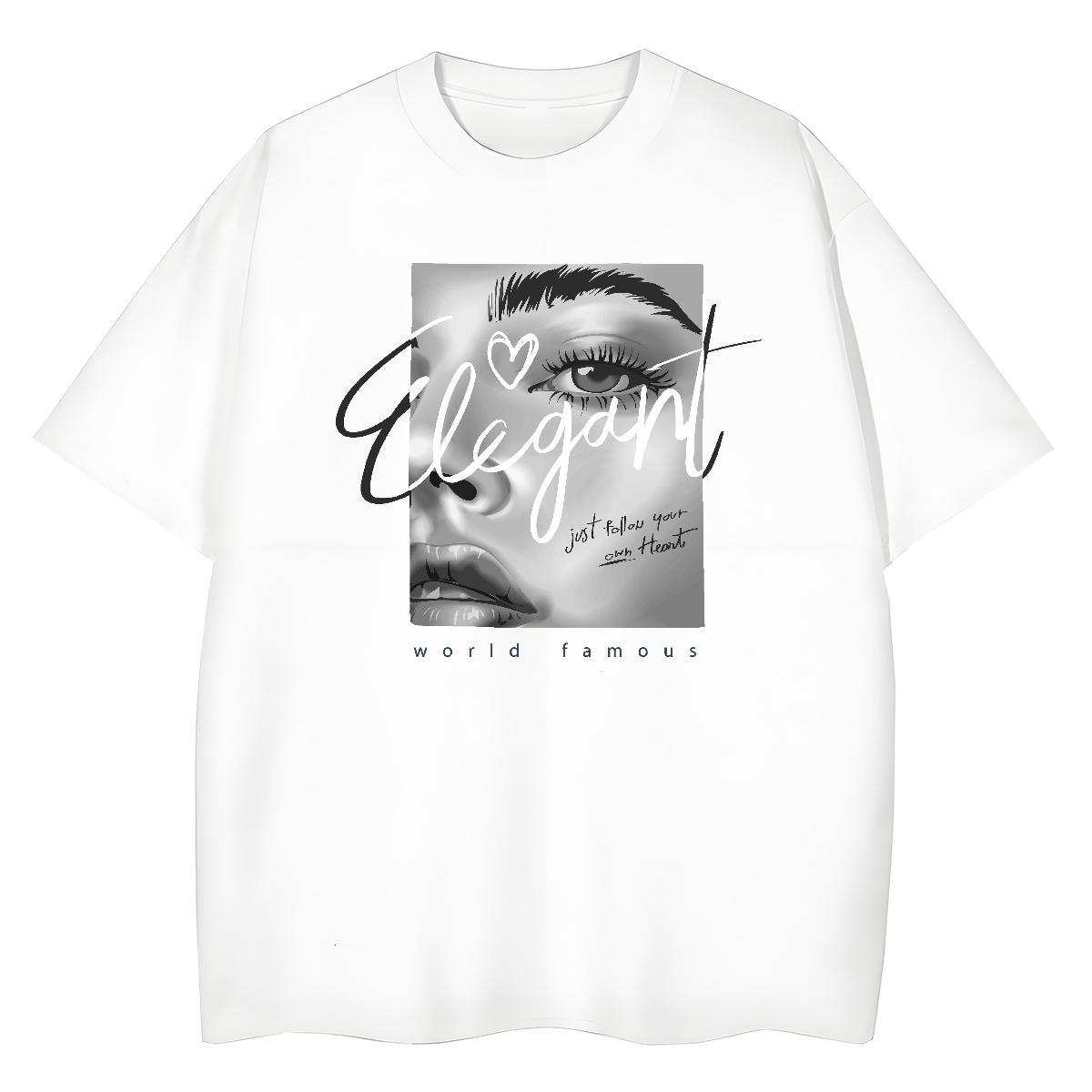 High Quality T Shirt For Man 230g Cotton eyes Spring Summer Anime Print Round Neck Short Sleeve Couples T Shirts New Designer Polos