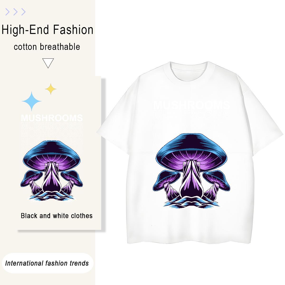 2024 Men Tops Tees mushroom Street wear Hip Hop 100% Cotton 230g Tops Shirt Breathable Soft Designer T Shirt For Man Oversized 4XL