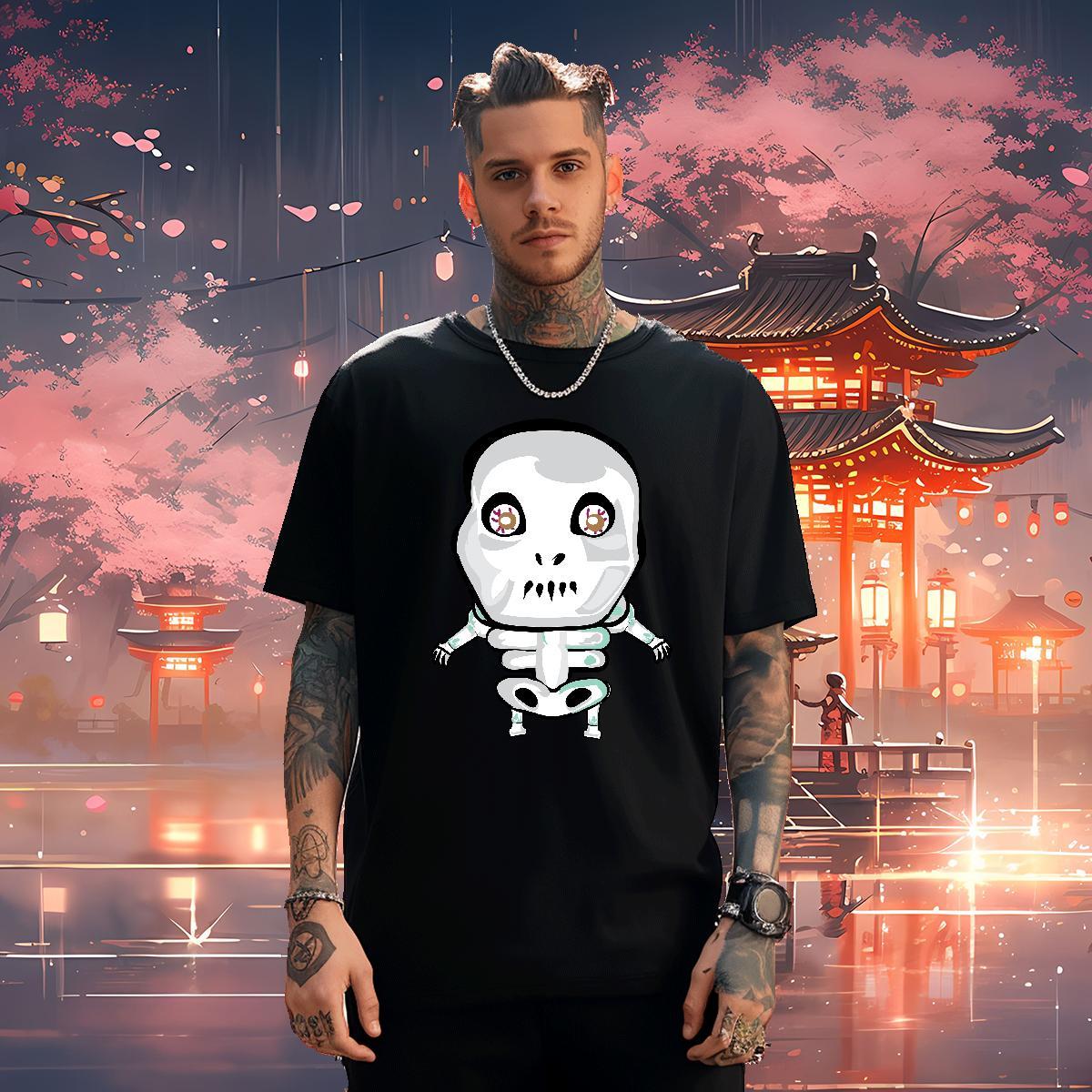High Quality T Shirts Men 230g Pure Cotton skull Spring Summer Custom Printed Crew Neck Tshirt for Man Woman Factory Direct Clothes