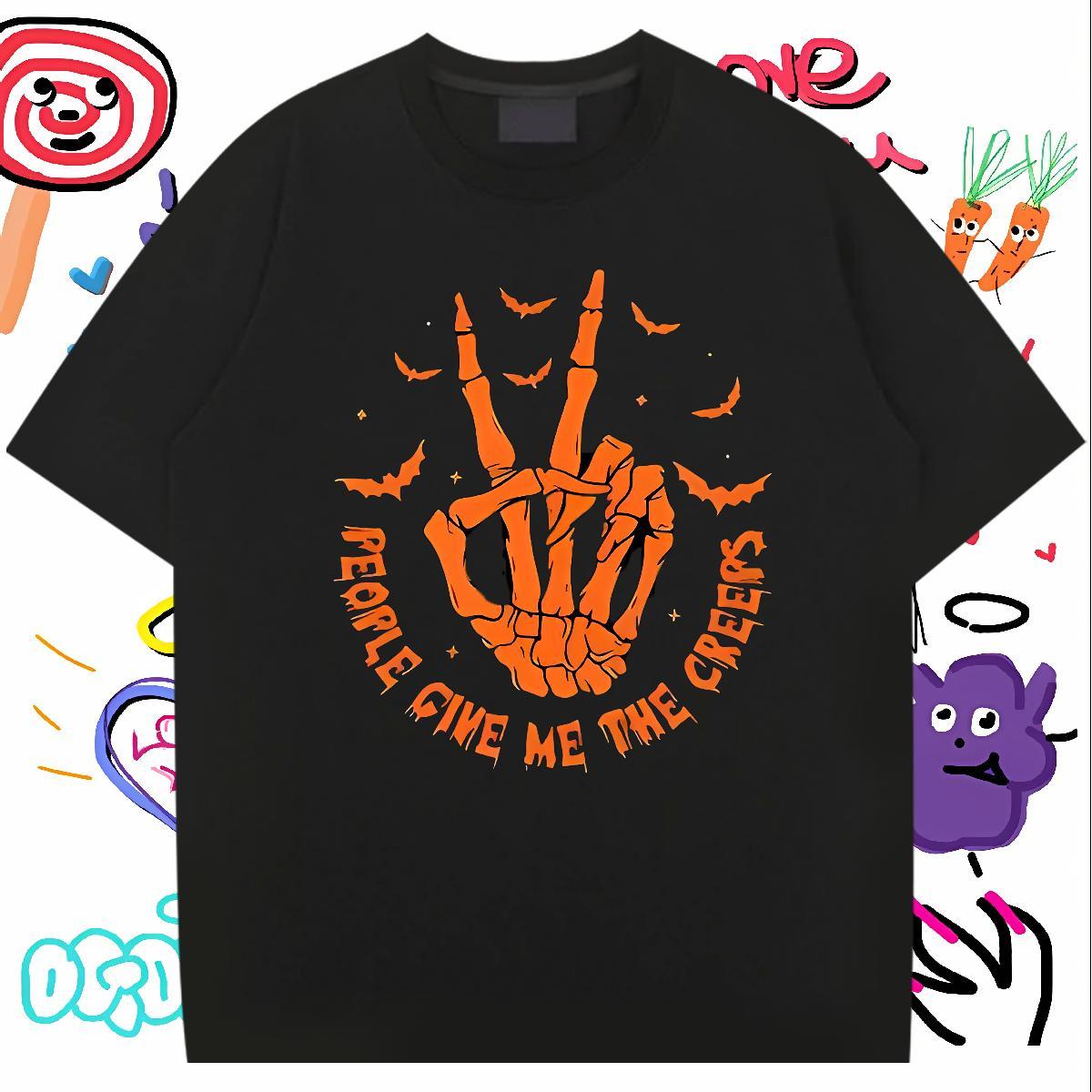 Unisex T Shirts Men 230g Pure Cotton skull Beach Anime Short Sleeve Soft Tshirts Custom Wear