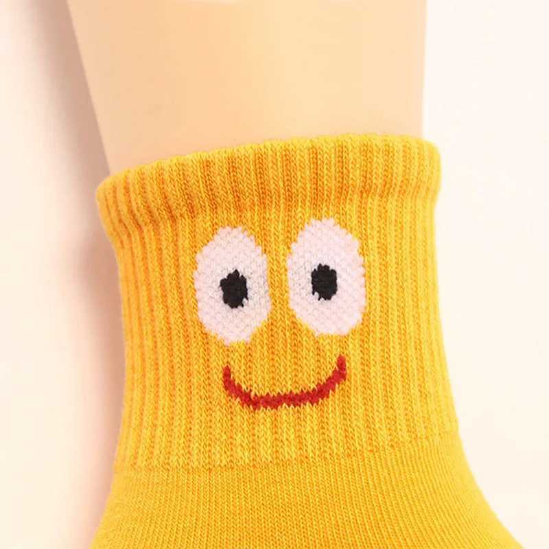 5 Pairs Kids Socks Funny Face Emoticons Pattern Comfortable Breathable Boys Girls Socks CL240824