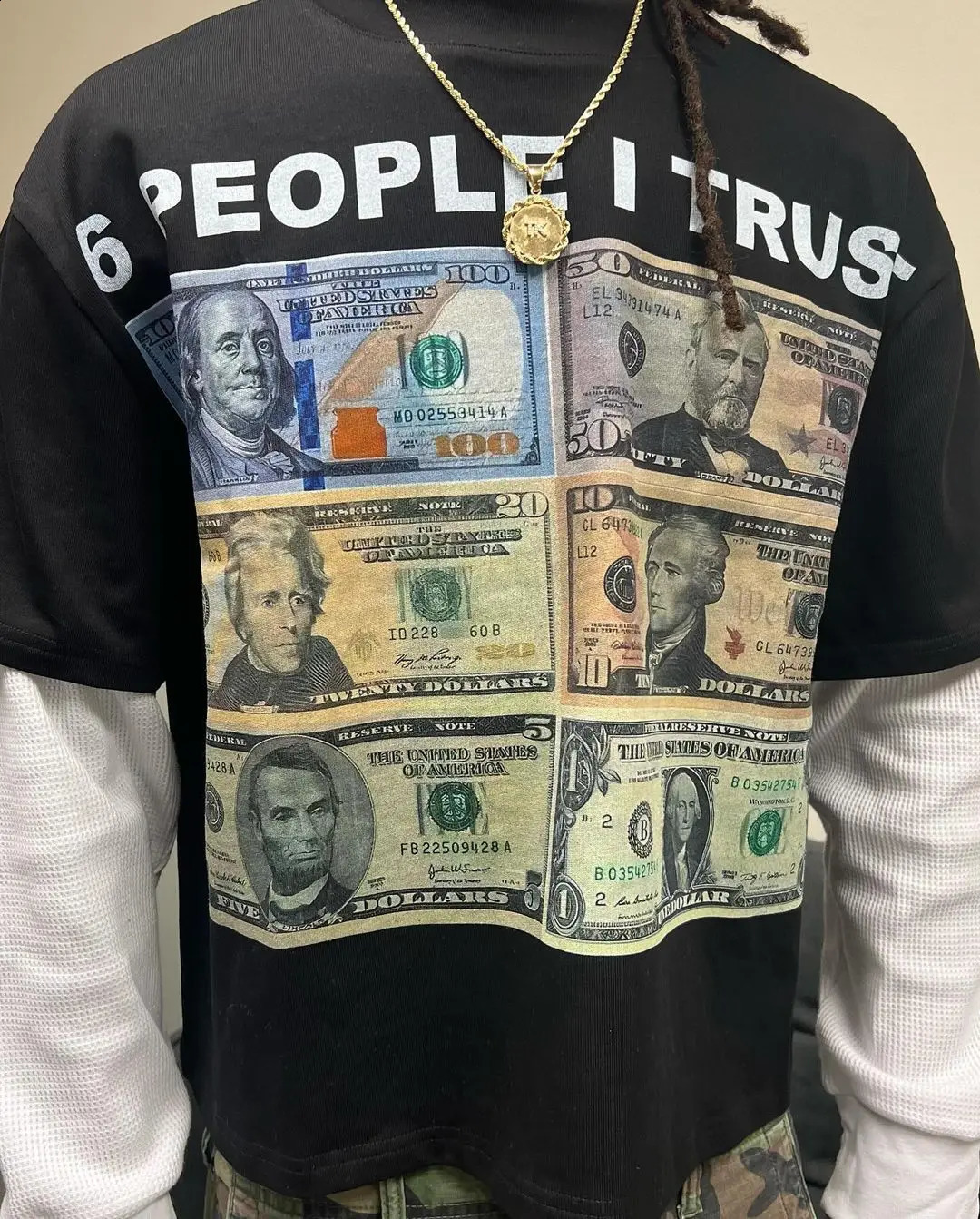 Retro Currency Long Sleeve Pattern Tshirt Halazuku Super Brother Special Street Stripe y2k Top Gothic Mens Wear 240823