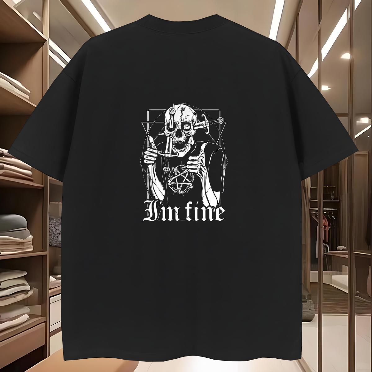 Loose Fit T shirt 230g Pure Cotton skull Casual Beach DIY Anime Breathable Tshirt for Man Woman Free Shipping Polos