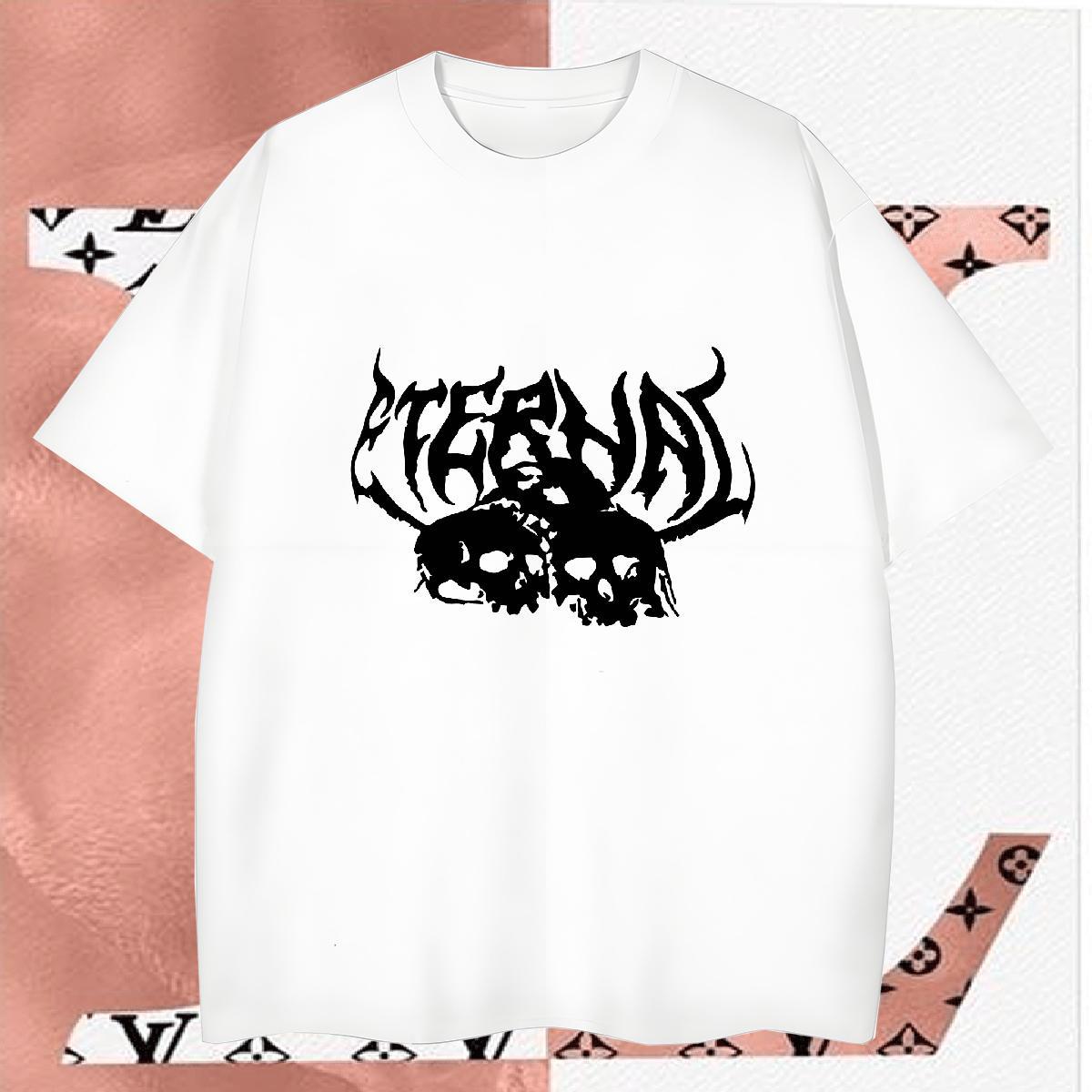 Comfortable Men T Shirts 230g Cotton skull Outdoor DIY Logo Oversized Breathable Crew Neck Couples T Shirts Fashion Polos
